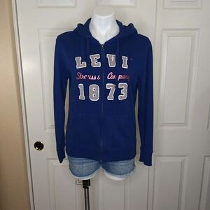Levi's patch letters zip front hooded jacket sz M